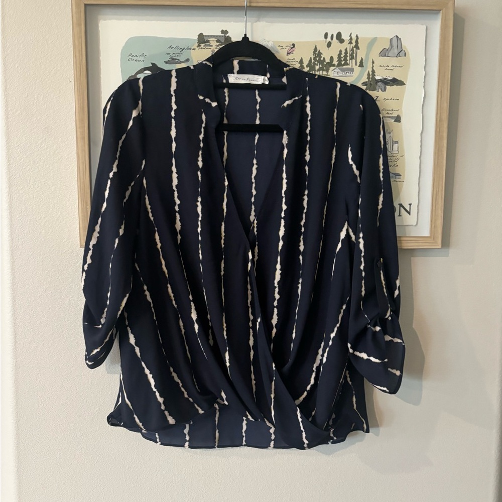 All in Favor Navy Striped Women's Top